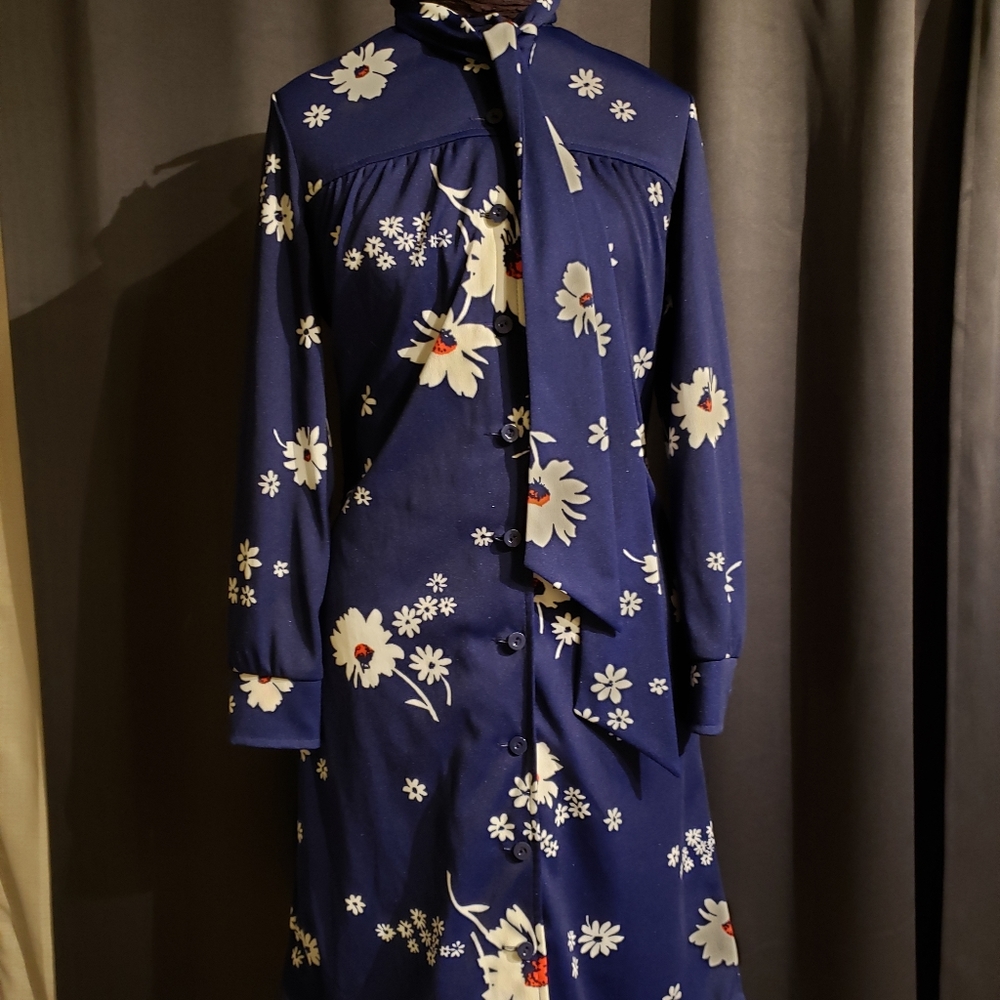 Vtg. 70's Handkerchief Print Dress M/L